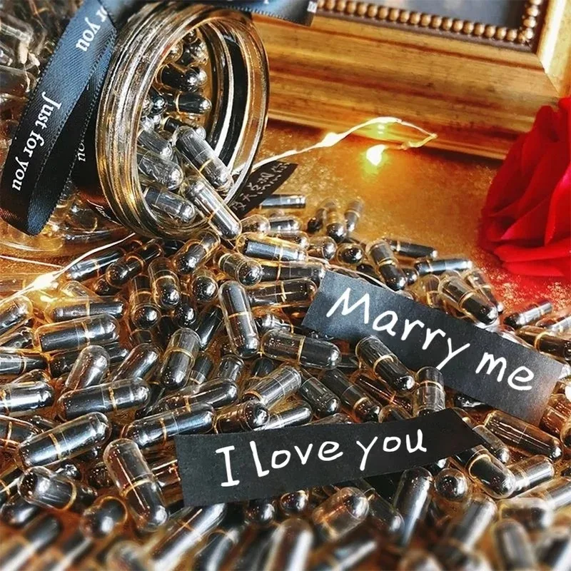 Wunschpapier-Nachrichtenkapsel in der Flasche, transparenter Buchstabe, Liebespille, Emoticon-Lächelnpillen mit Rollenpapier, Geschenk zum Hochzeit und Valentinstag – Detail 3
