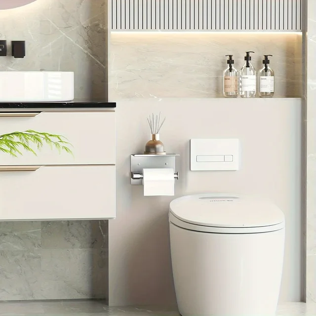 ที่ใส่กระดาษชําระติดผนังสแตนเลสพร้อมชั้นวาง - อุปกรณ์ห้องน้ําที่มีสไตล์ที่ช่วยประหยัดพื้นที่ 3