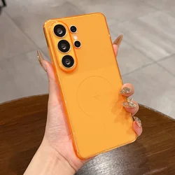 Ultra Thin Clear Matte Silicone Shockproof Case - Ultra Soft Slim Rubber Gel Cover - Galaxy S26+ (Orange)