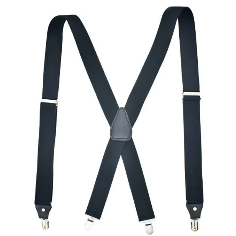 

35Mm Wide Men Suspenders High Elastic Adjustable 4 Strong Clips Suspender Heavy Duty X Back Trousers Braces New