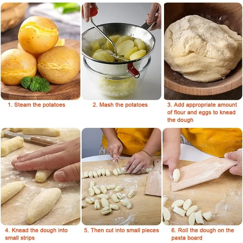 Wooden Gnocchi Pasta Board Set for Rolling Dough Pasta Garganelli Stick Butter Paddles for Homemade and Butter
