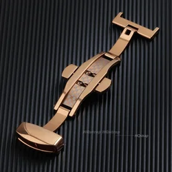 Sleek Stainless Steel Double Click Butterfly Buckle Clasp (Rose gold - 20mm)