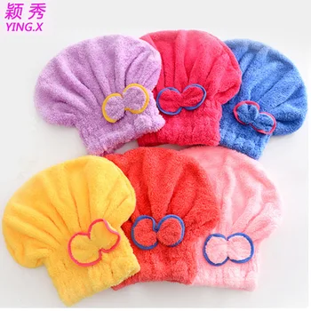 Coral Fleece Dry Hair Cap Absorbent And Easy To Dry Bow Shower Cap Princess Wipe Head Towel Cap Women #039 s Shower Cap для бани tanie i dobre opinie CN(Origin) Cleaning Adults 0001 Stocked cartoon