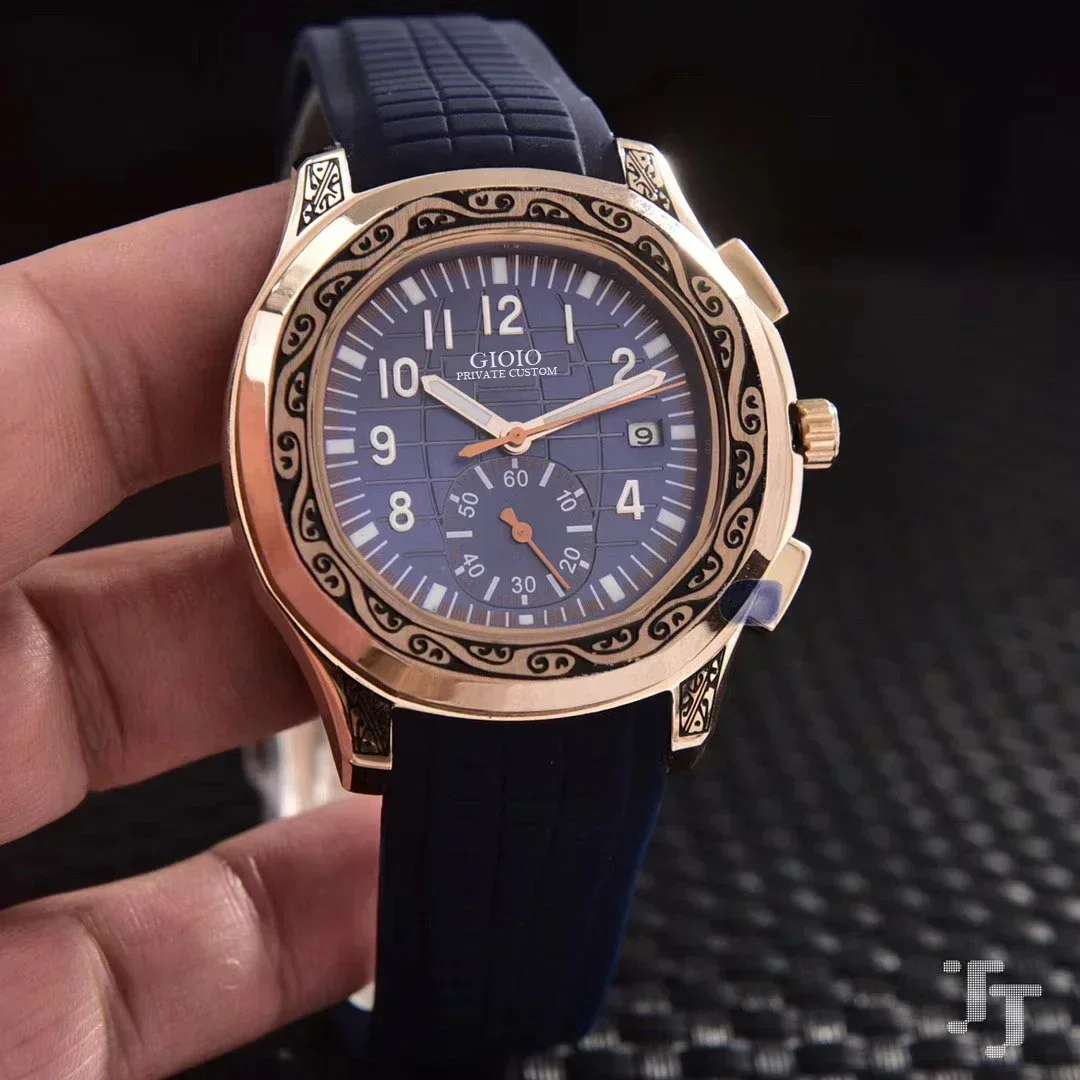 Orologio Meccanico Automatico Da Uomo In Gomma Blu Nero Oro Rosa