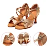 Women's Buckle High/Low Heels Suede Soles Latin Dance Modern Ballroom Cha-Cha Rumba Samba Dance Shoes 4