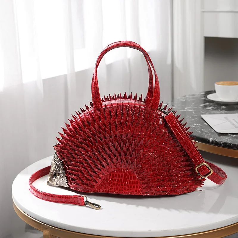 Hedgehog Shape Women Bags Leather Embroidery Handbag Girl Shoulder Bags Cross Messenger Bag Totes Handmade Art crossbody bag women handbags