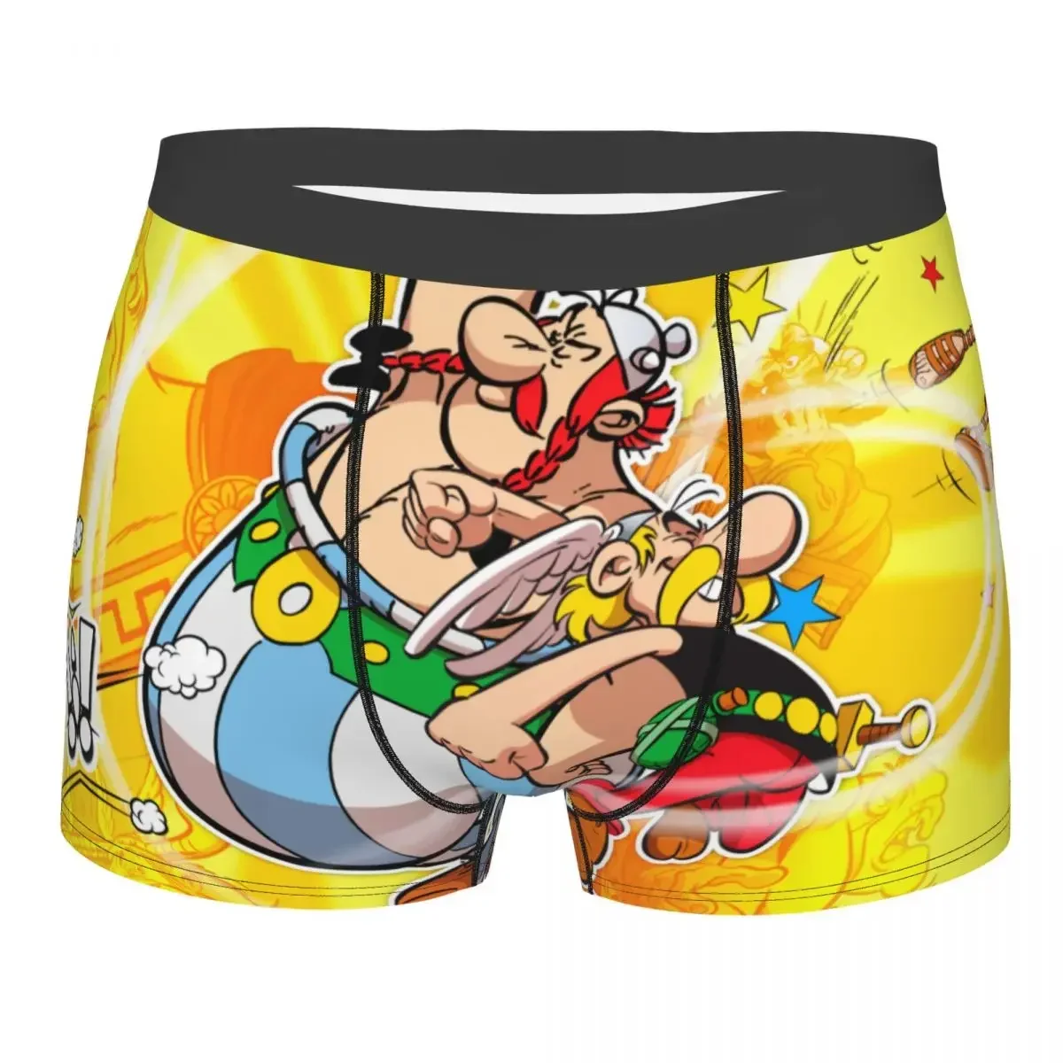 Adventure Comics Asterix Men's Boxer Briefs 3D Printed Comics Getafix Obelix Breathable Briefs Novelty Boxer Briefs asterix and obelix xxl2 pc