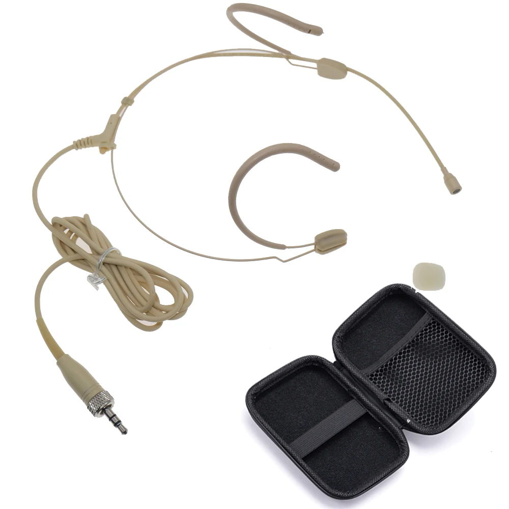 Beige Skin Sl6 Strong Ear Hanging Headset Microfono Per Sennheiser Ew G3 G4 Beltpack Sistema Wireless Con Scatola Con Cerniera
