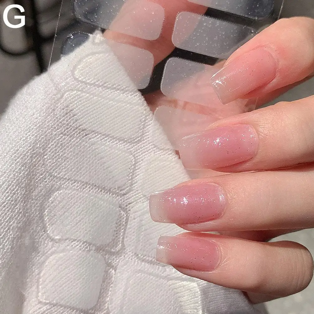 8Colors Semi-cured Gel Nail Stickers Solid Color Nail Semi-baked Paste Decals UV Lamp Need Tips Full for Women G2Z3 nail stickers nail art decoration nail decals