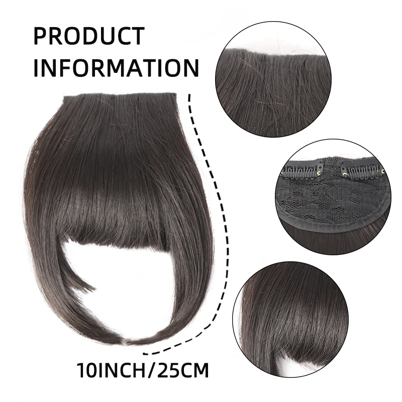LUPU Synthetic Hair Blunt Bangs With Clip In Hair Extensions Natural False Hair looking For Daily Use Hair Accessories Women