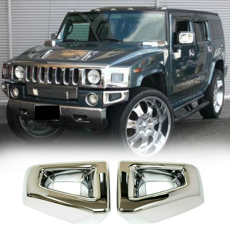 

NEW-Car Front Bumper End Cap Cover For 2003-2009 HUMMER H2 SUV SUT Left Right Set Chrome