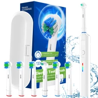 Electric Toothbrush, 6 Brush Heads & Travel Case, 3 Modes Rechargeable Electric Toothbrushes, Compatible with Oral B Brush Heads