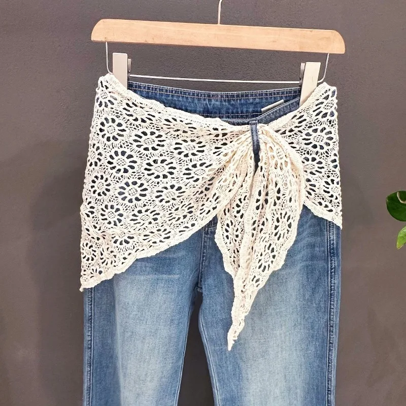 1pc Sweet Girls Floral Lace Scarf Headscarf for women,Suitable For Beach Style Hair Tie, Bandana Summer Outfits Beach Hair Band 6