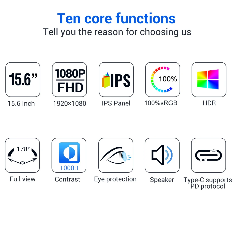 15.6 FHD 300 Nits ޴    PC Ʈ ġ PS5/4 IPS 100% sRGB HDR LCD  HDMI USB-C ÷