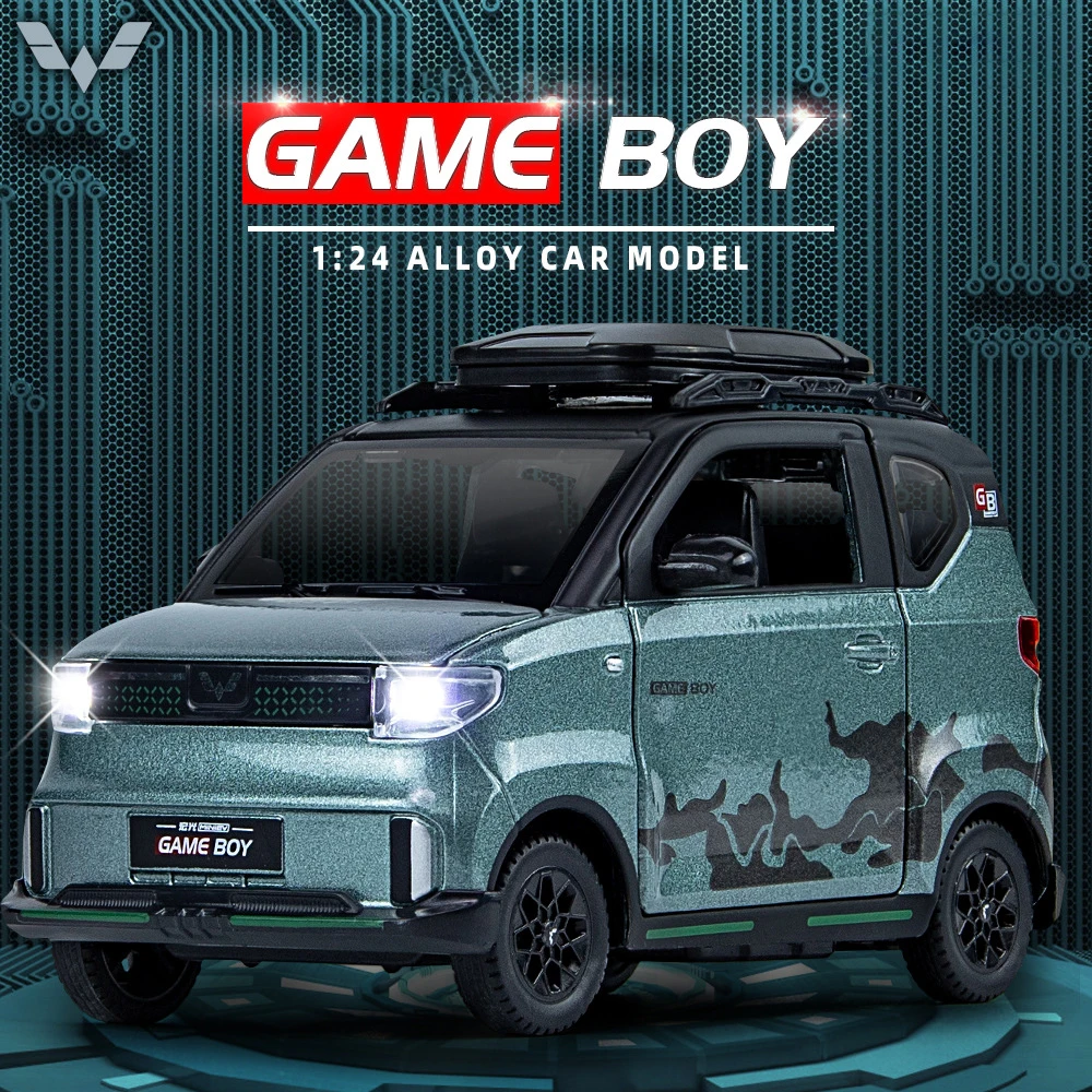 

1:24 WuLing мини EV игра мальчик модель автомобиля из сплава игрушка литой металлический Литая игрушка автомобиль со звуком светильник для детей автомобиль
