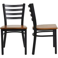 Heavy Duty Metal Dining Chair Set of 2, Commercial Stackable Chair with Wood Seat, 400 LBS Capacity for Restaurant, Dining Room 1