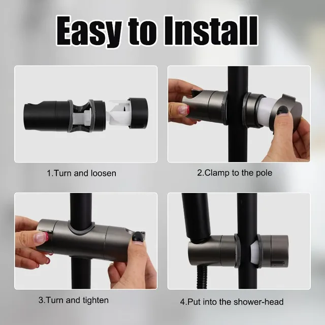 ที่ยึดฝักบัวอเนกประสงค์ ปรับระดับได้ สำหรับราวเลื่อน อุปกรณ์เสริมในห้องน้ำ 6