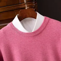 Men's 100% Cashmere Sweater O-Neck Pullovers Knit Large Size Wool Sweater Winter New Tops Long Sleeve High-End Jumpers 1