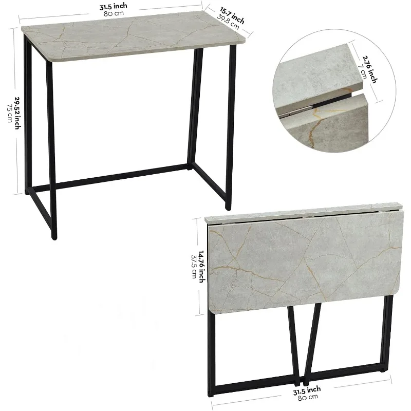 Small Foldable Computer Desk Writing Study Desk Easy Assembly Space-Saving Foldable Laptop 3