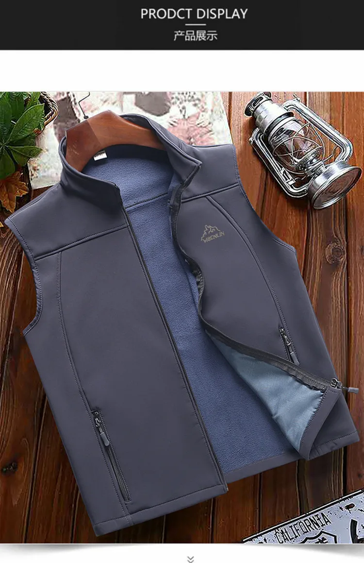 Description Picture 3 of itemSpring Autumn Outdoor Softshell Vest Jackets Fleece Waistcoats Outdoor Sportswear Hiking Fishing Tactical Sleeveless Chalecos