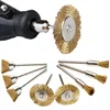 9Pcs Steel Wire Brass Brush Brushes Rotary Tool Electric For Dremel Drill Polishing Grinding Wheel T-shaped Brush Accessories 3