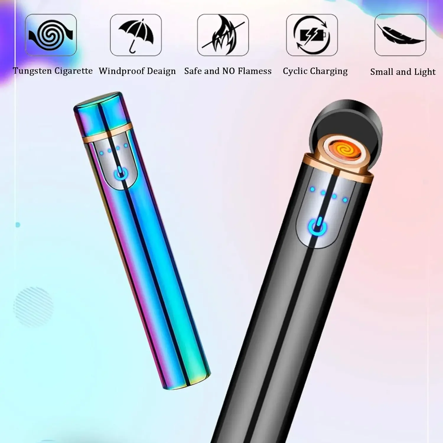 Description Picture 4 of itemElectronic Mini Tungsten Wire Lighter Cylindrical Strip USB Rechargeable Flameless Lighter Smart Fingerprint Ignition for Gift