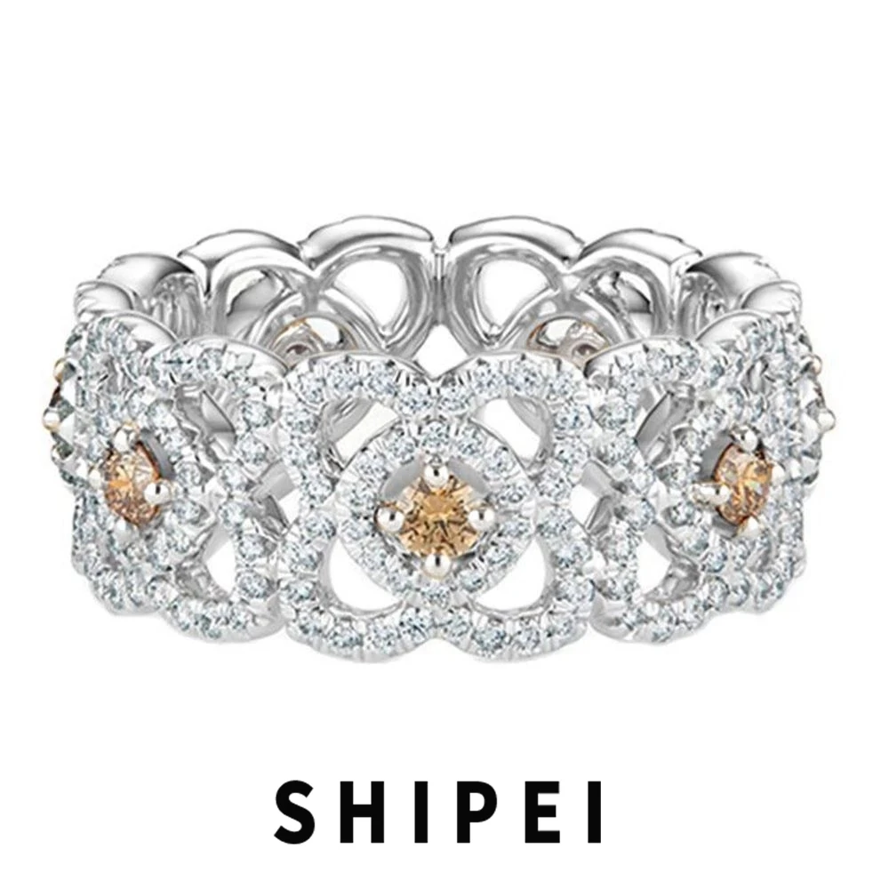 

SHIPEI Luxury Solid 925 Sterling Silver Flower White Sapphire Gemstone Ring For Women Wedding Engagement Rings Jewelry Wholesale