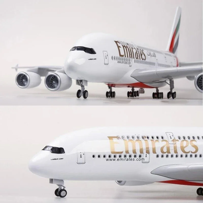 

Модель самолета 1/160, масштаб 45,5 см, модель самолета 380 A380, самолет ОАЭ, игрушка со строительными звеньями и посадочным шасси, Литые пластиковые игрушки из смолы