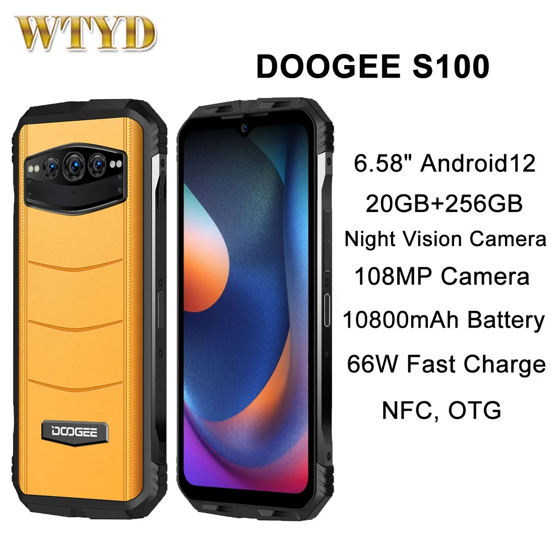 DOOGEE S100 12GB RAM + 256GB 120Hz 108MP Helio G99, Batería10800mAh