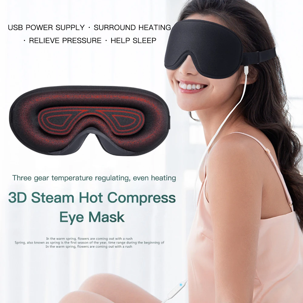 

Electric Heating Sleep Mask 3D Eyeshade Blindfold Sleeping Aid Soft Face Mask Eyepatch Eye Massager Fatigue Relief Slaapmasker