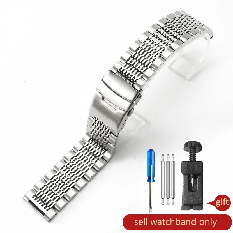thumbnail image 1 of Correa de reloj para hombre Citizen Tissot IWC Seiko Omega, correa de reloj de acero macizo con hebilla de doble cierre de metal, correa de reloj de 18, 20, 22 y 24 mm, 1 of 5