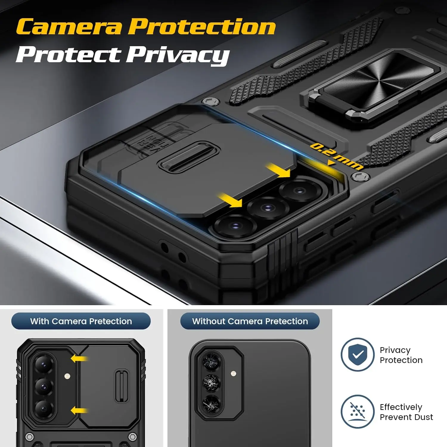 Case For Samsung Galaxy A56 5G Samsung A36 A55 A35 Slide Camera Stand Armor Shockproof Antifall Protection Kickstand Phone Cover 3