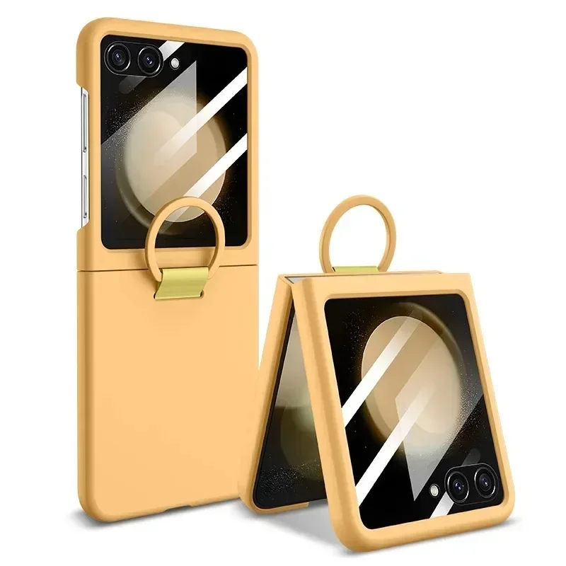 Liquid Silicone Ring Holder Phone Case with Screen Protector - Shockproof Cover