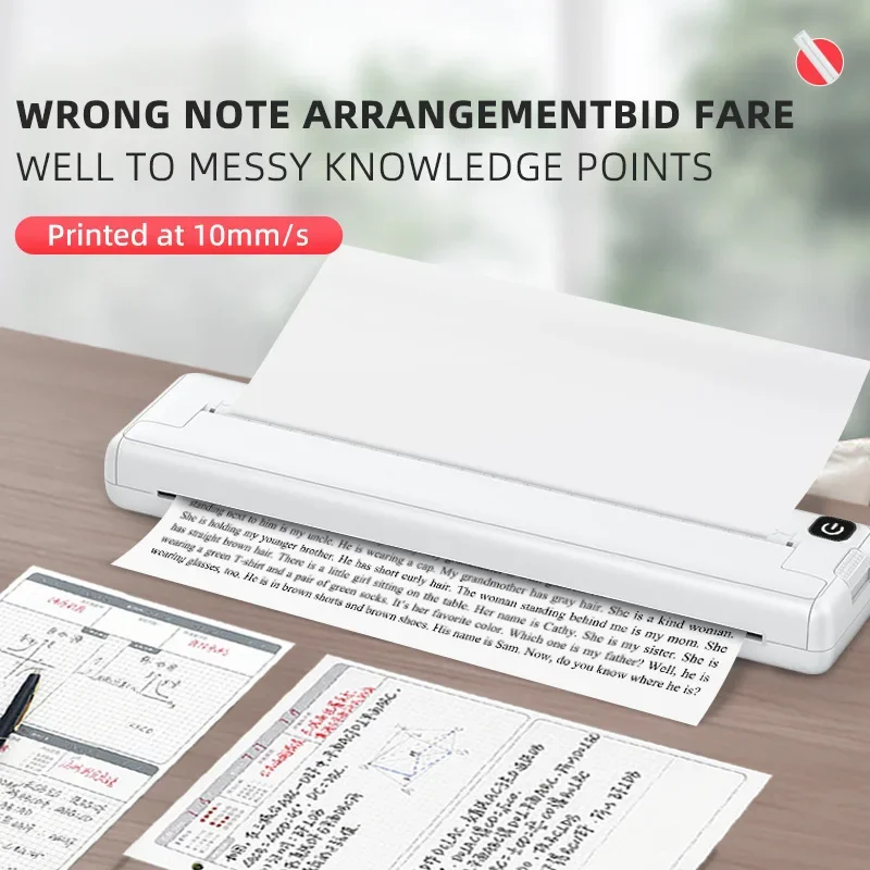 Portable Printers Wireless A4 Thermal Printer Inkless Photo Document Printer Bluetooth Travel Printer for Android/Apple/Windows - 3