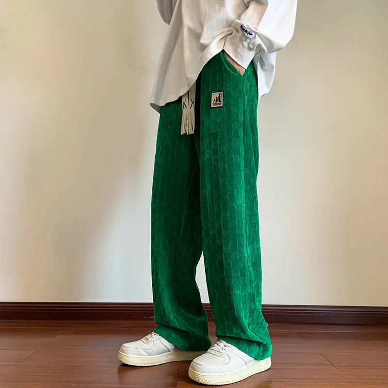 Men Plaid Pants Losse Hip Hop Sweatpants Korean Style Harem Pants