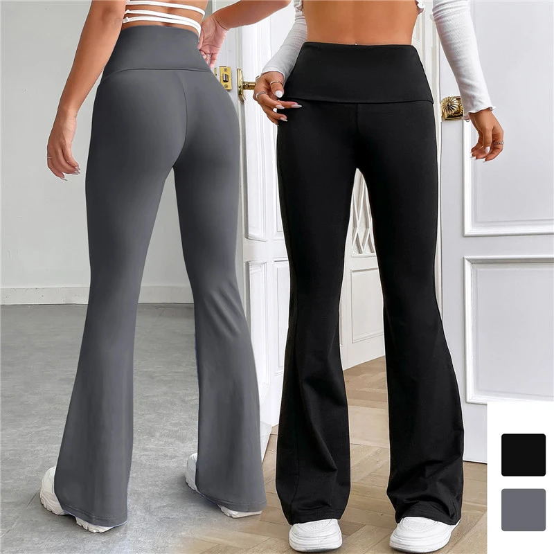 

2024 Women Micro Flared Shark Pants Leggings Slim Yoga Pants Women High Waist Wide Leg Pants Gym Sports Flared Dance Trousers