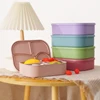 1PCS Baby Silicone Food Storage Box Solid Color Baby Tableware Portable Four-compartment Dinner Plate Toddler Lunch Box 3
