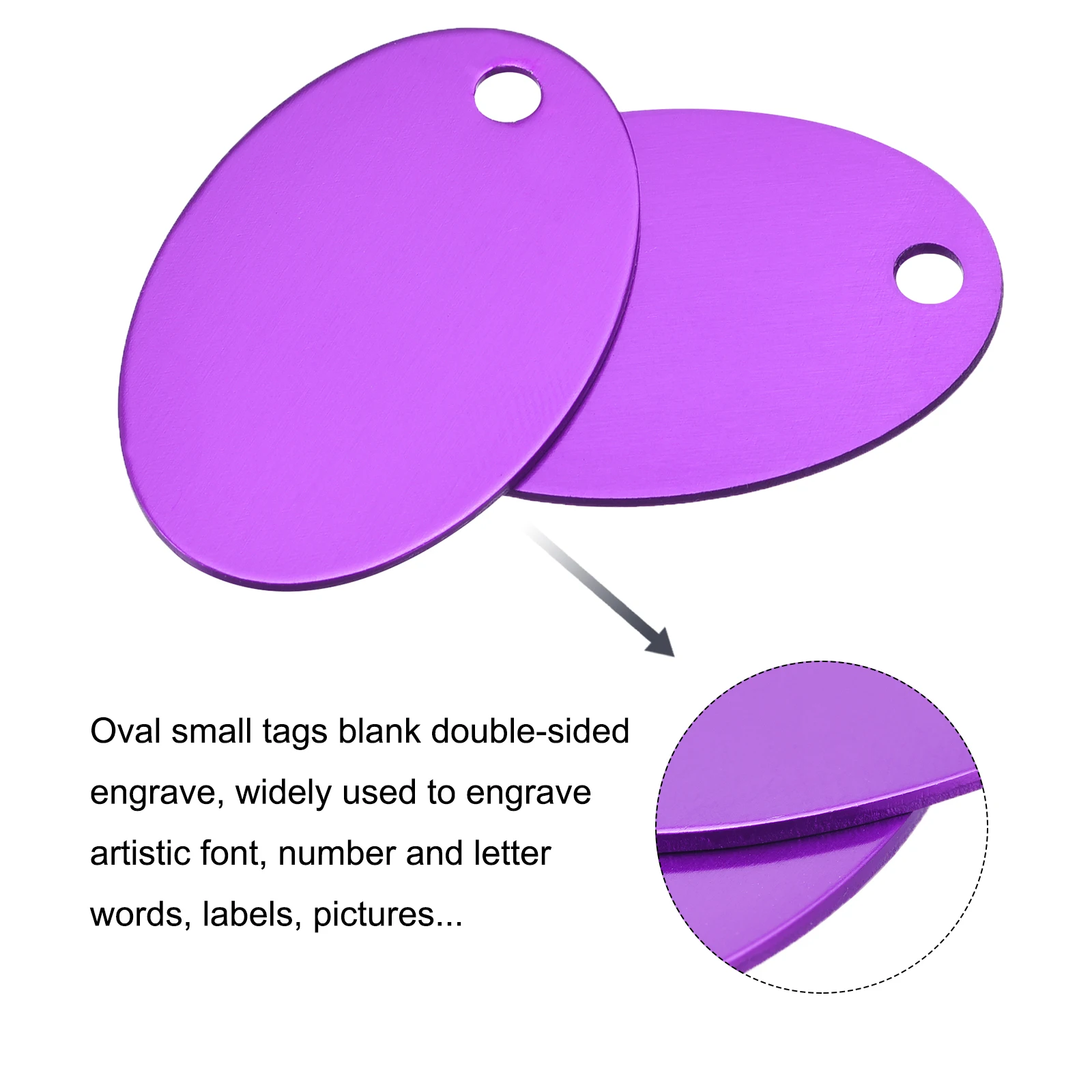 uxcell 25pcs Metal Oval Stamping Blank DIY Label Aluminum Tags 25x38mm Purple for Craft, Pendant Decoration