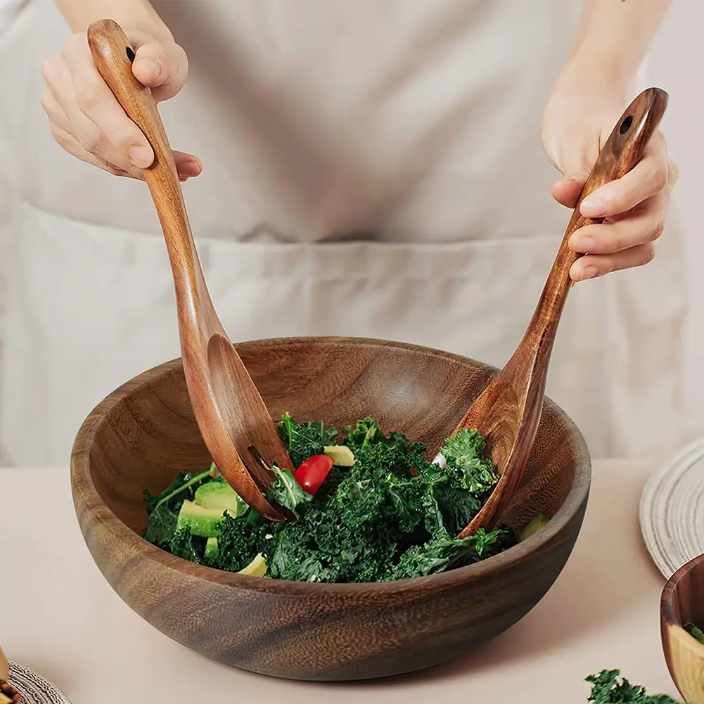 Japanese Retro Wood Bowl Solid Wood Basin Super Large Washbasin Wooden Salad Bowl Lamian Noodles Fruit Dry Food Shall