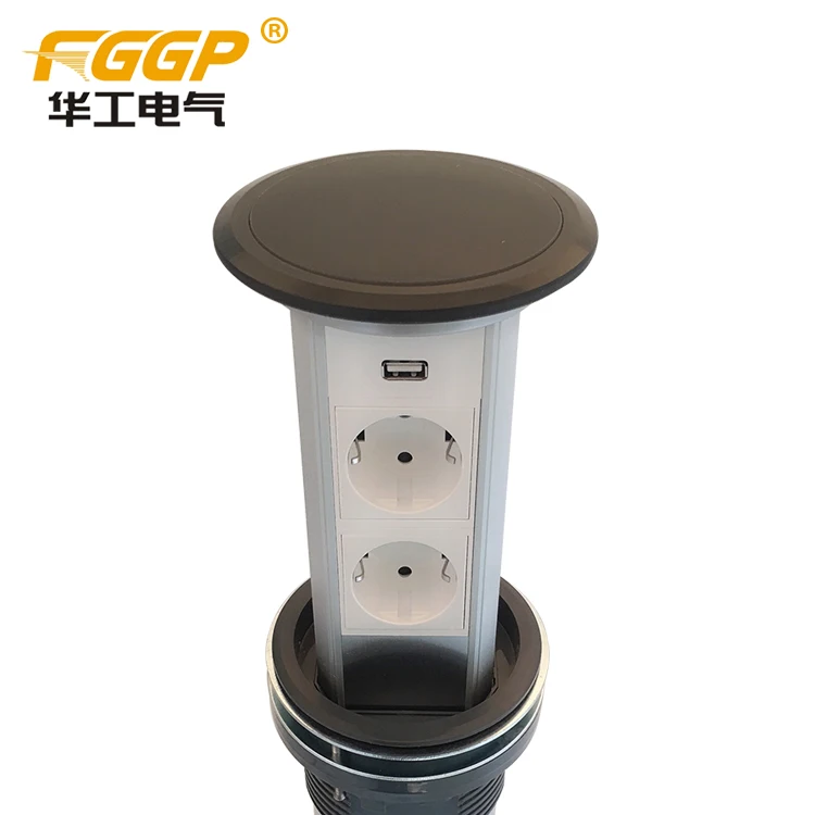 

Newly Design Black Top Panel Kitchen Island Pop Up Electrical Plug Sockets