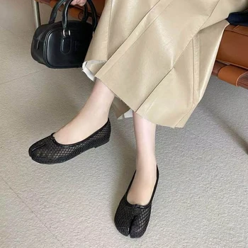 Women Mesh Tabi Split Toe Ballet Flats Summer Breathable Hollow Out Slip On Loafers Casual Comfortable Flat Shoes Zapatos Mujer 1