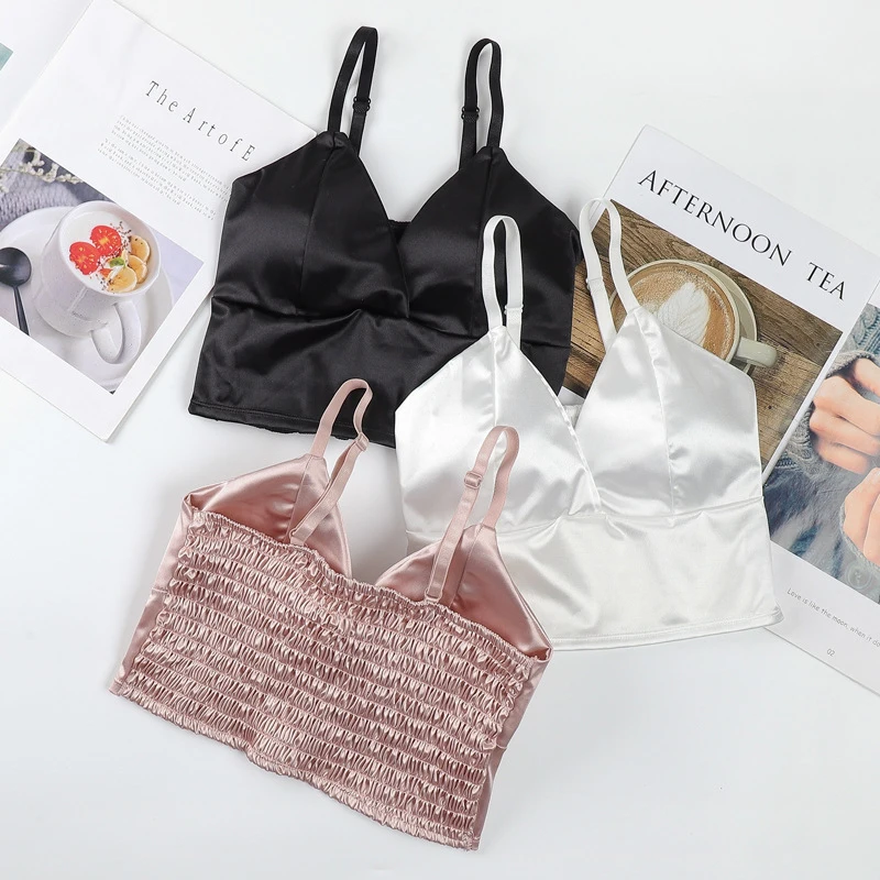 Women Ice Silk Top Bra Yoga Seamless Vest Bras Sexy Female Push Up Underwear Lingerie Sleep Top Padded Bralette