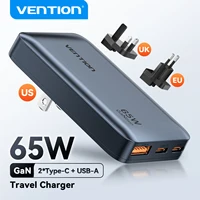 Vention Ultra Thin 65W GaN Travel Charger QC4.0 PD3.0 Quick Charge With EU UK US Charger Head For iPhone Samsung Macbook Laptop