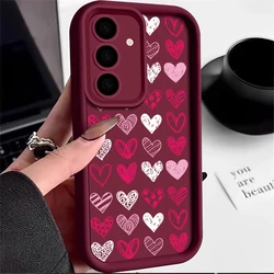 Love Heart Pattern Soft Phone Case - Stylish and Protective Cover for Galaxy A57 (Wine red)