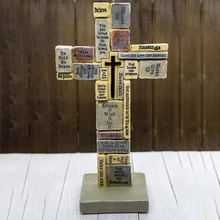 Palavras inspiradoras cruz estatueta estátua de oração católico cristão ornamento para casa yoga sala igreja decoração palavras