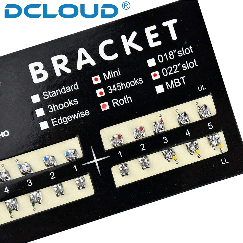 DCLOUD 200Pcs=10Packs Dental Orthodontic Metal Brackets Braces Monoblock Mini Roth/MBT Solt 0.022 3/3-4-5 Hooks Ortodoncia