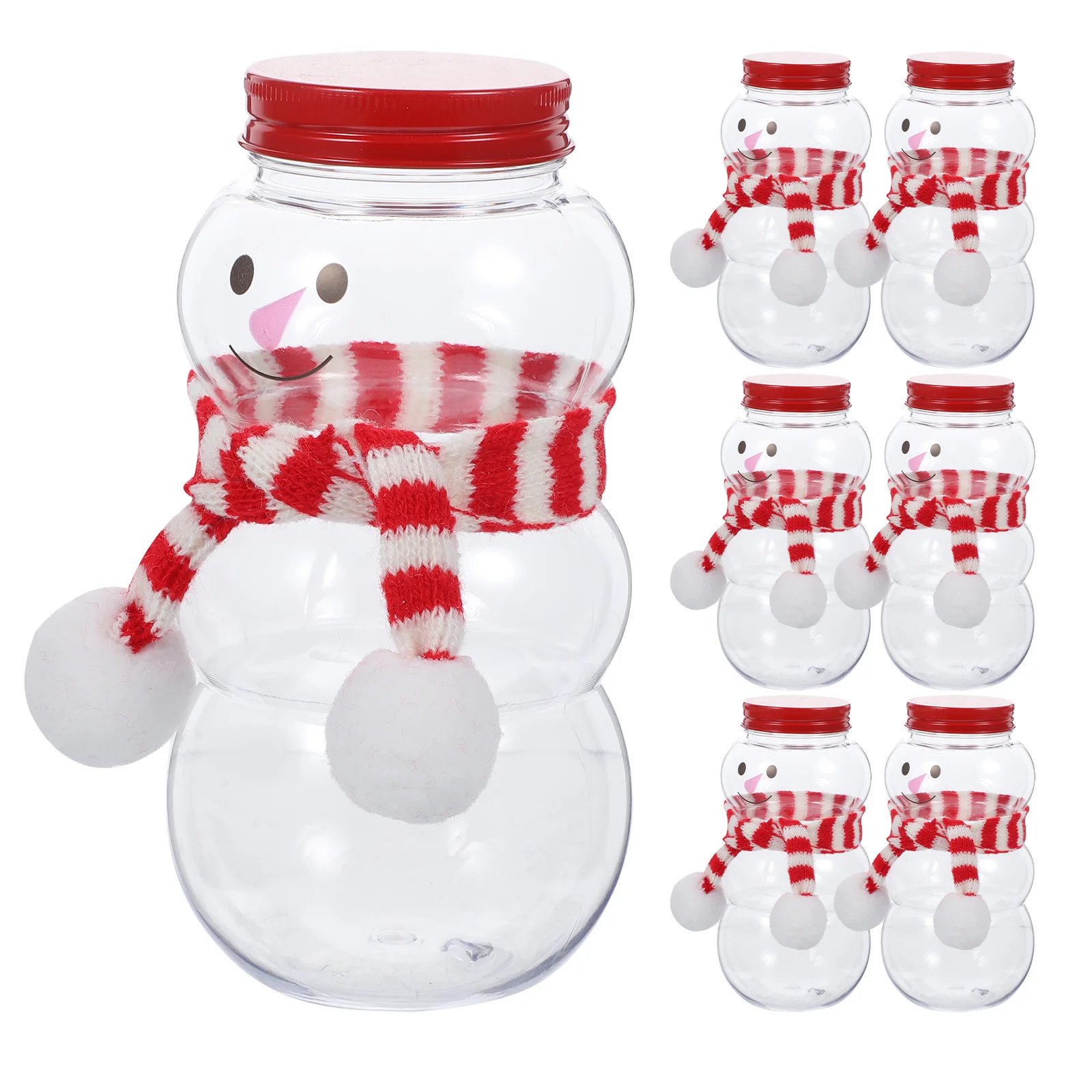 

Snowman Plastic Juice Bottles Empty Christmas Milk Beverage Bottle Mini Scarves Drink Containers Smoothies Water Bottles