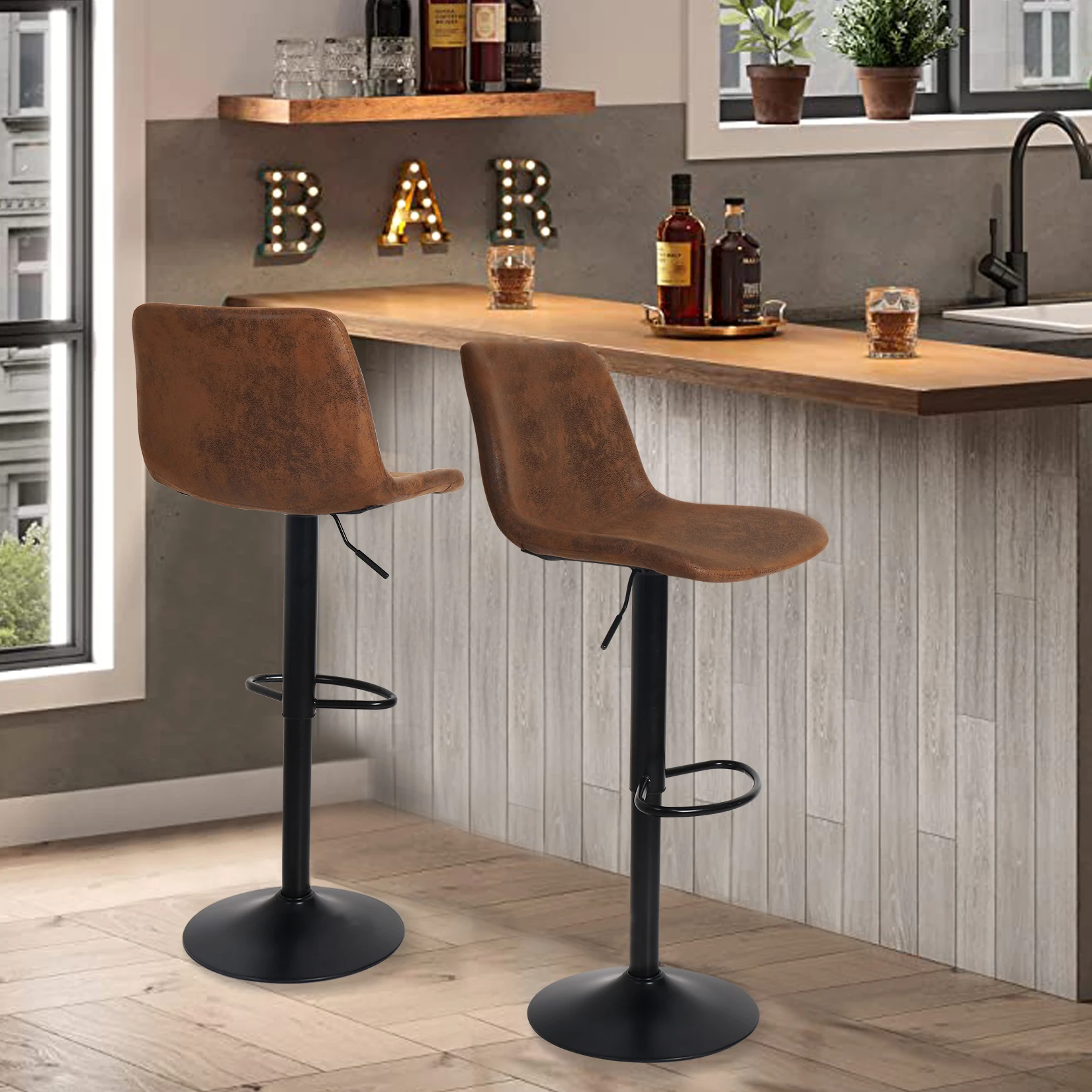 Moderne Cuisine Avec Bar Comptoir Ensemble de 2 tabourets de bar à percussion avec dossier, chaise réglable,  moderne, pour pub, cuisine, comptoir | AliExpress