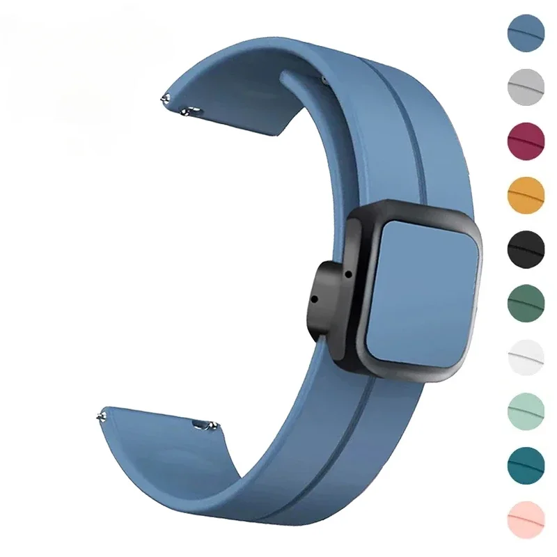 22mm 20mm Strap Silicone Magnetic Buckle Band For Samsung Galaxy watch 4/5/6/classic gear s3 active 2 Sport For Huawei GT 4 3 2E