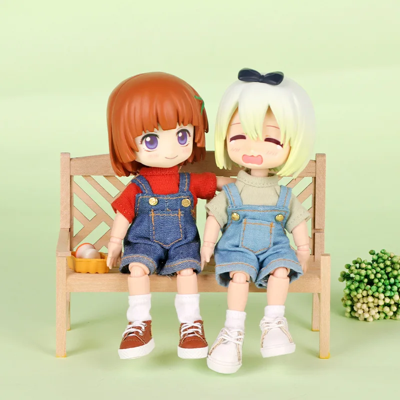 Ob11 Doll Clothes Fashion Tops Jeans Sweatshirt Cool Sleeveless High Neck Sweater Suspenders Shorts For 1/12 Bjd Dolls Accessory 2